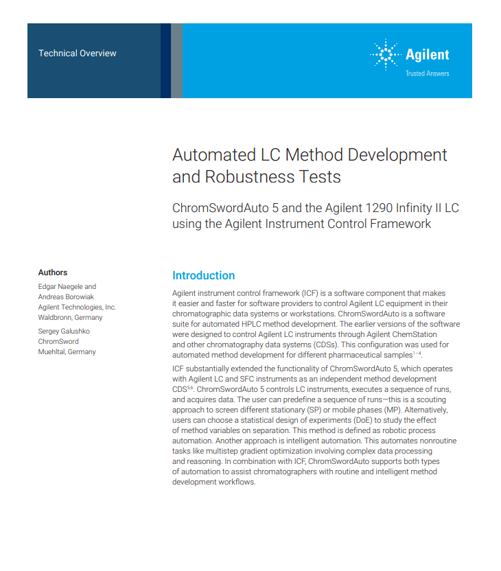 Automated LC Method Development and Robustness Tests [TECH NOTE]